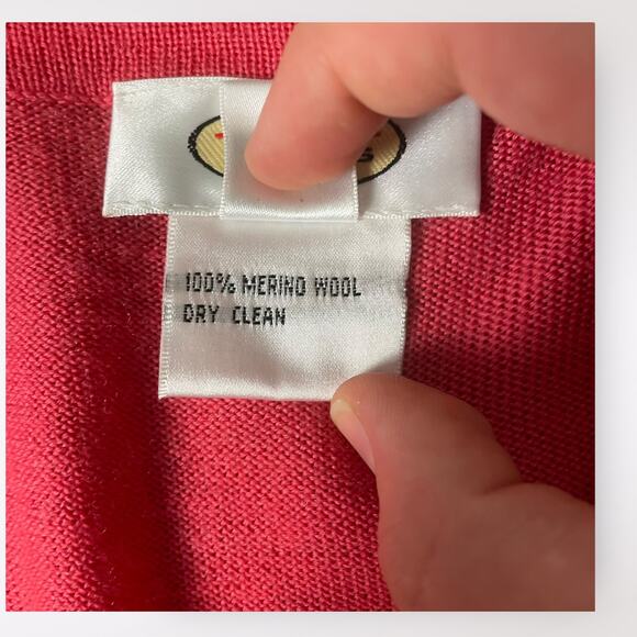 Talbots Pink Coquette Y2K Merino Wool Tie Front Cardigan sweater Size 6 - Picture 4 of 8